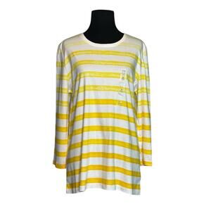 Kim Rogers white yellow stripe 3/4 sleeves t shirt size Medium